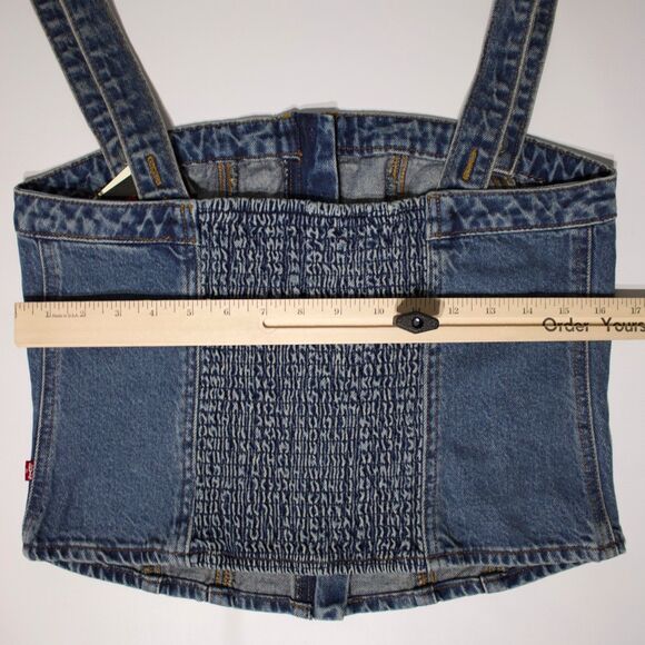 NWT $69.50 Levi's Denim Sculpted Bustier Tank Top Zipper Elastic Back Women Sz L - Picture 12 of 13